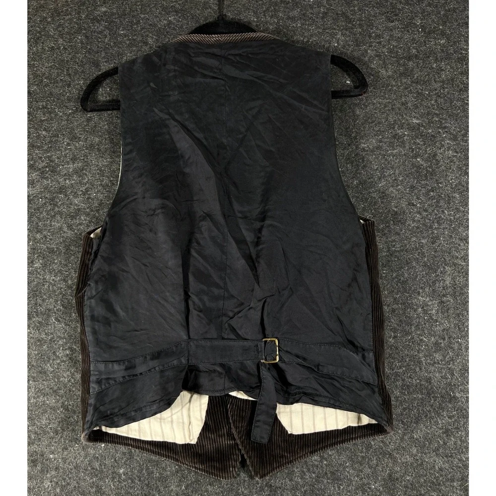 J.Crew Corduroy Waistcoat Vest Mens Medium Brown Cotton Lined Striped Utility